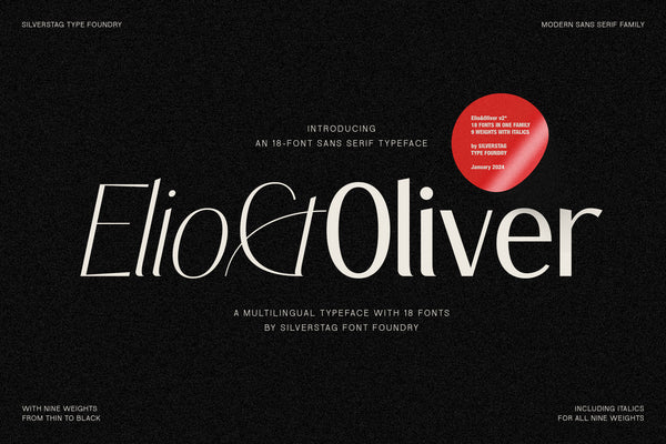 Elio & Oliver - An 18-Font Sans Serif Typeface