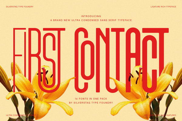 First Contact - Ultra Condensed Typeface (16 Fonts)