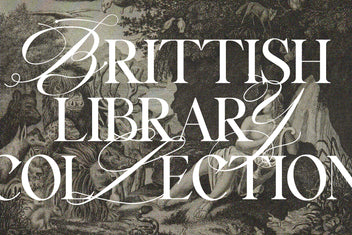 Brittish Library Collection specimen in Silver Garden font duo over a vintage engraving