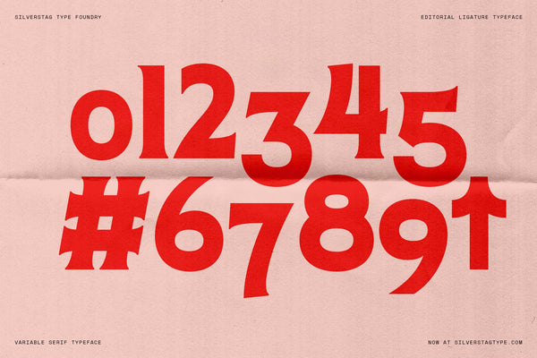Red numbers and symbols on a textured beige background