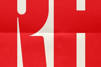 SLTF Knolt ultra condensed display - large red RH ligature glyph showcase