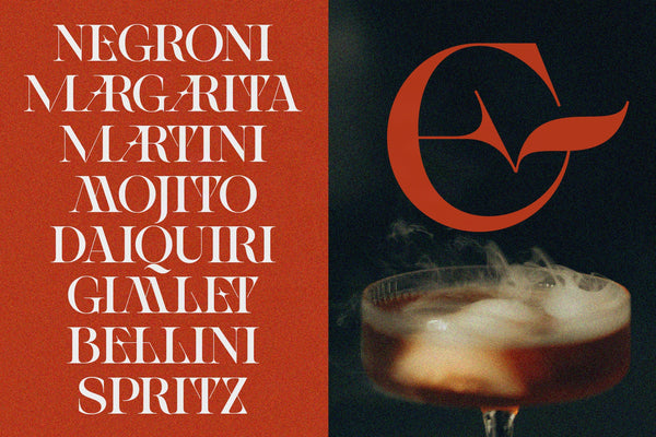 Negroni Margarita Martini cocktail list in SLTF Spanish Archer beside a smoking coupe glass