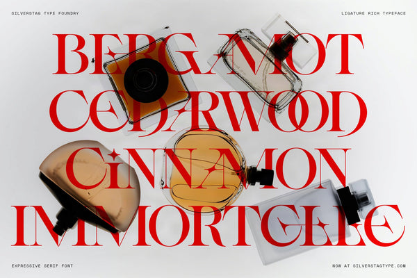Bergamot Cedarwood Cinnamon Immortelle perfume notes in red SLTF Spanish Archer over fragrance bottles