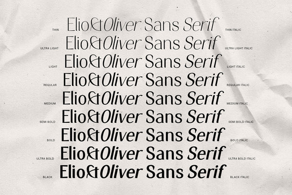 Elio & Oliver - An 18-Font Sans Serif Typeface