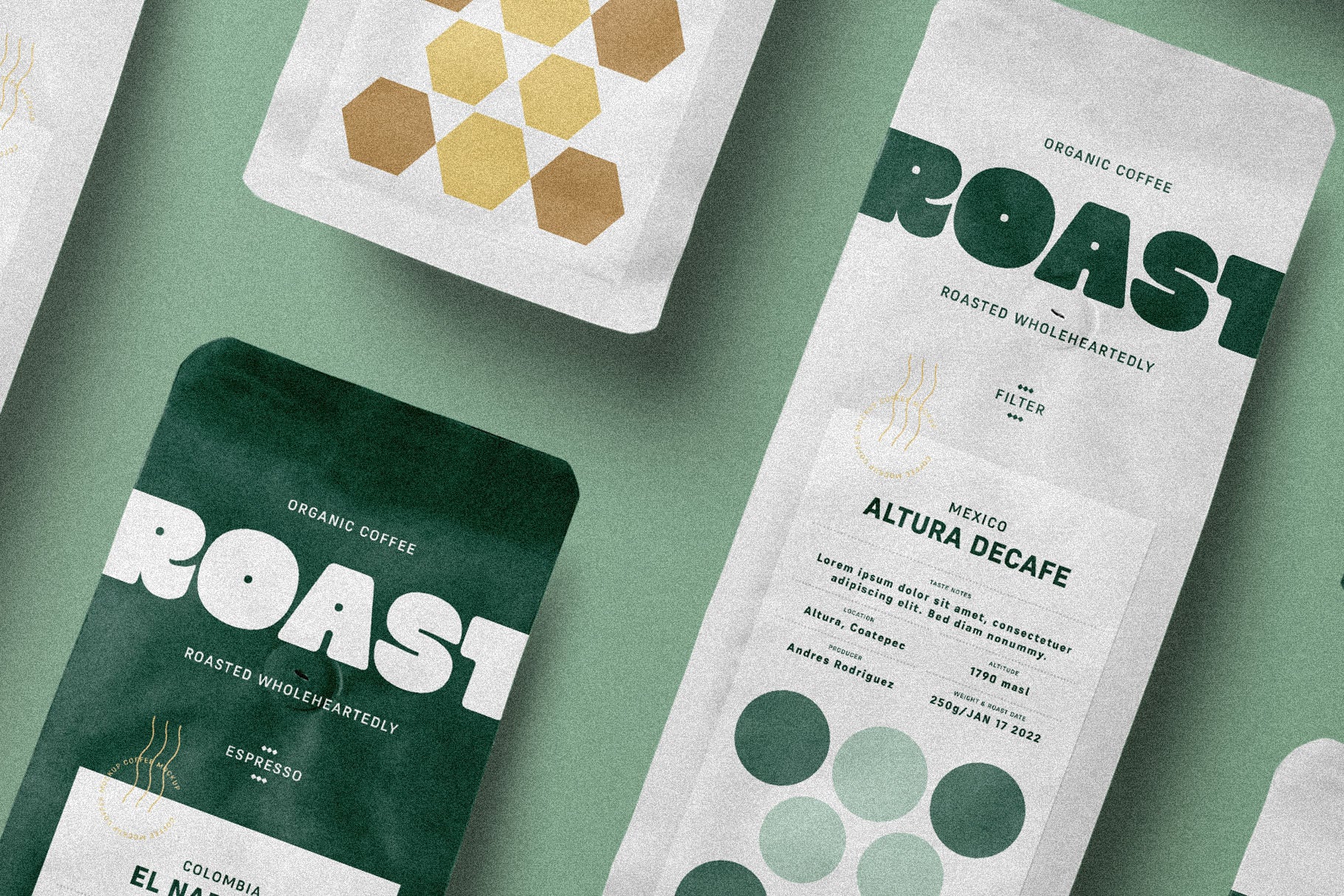 SLTF Curo heavy display sans serif - Roast organic coffee packaging bags