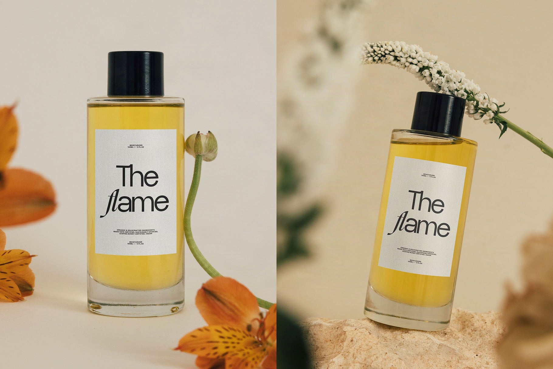 SLTF Dessign Maison hybrid serif display - The Flame perfume bottles with flowers