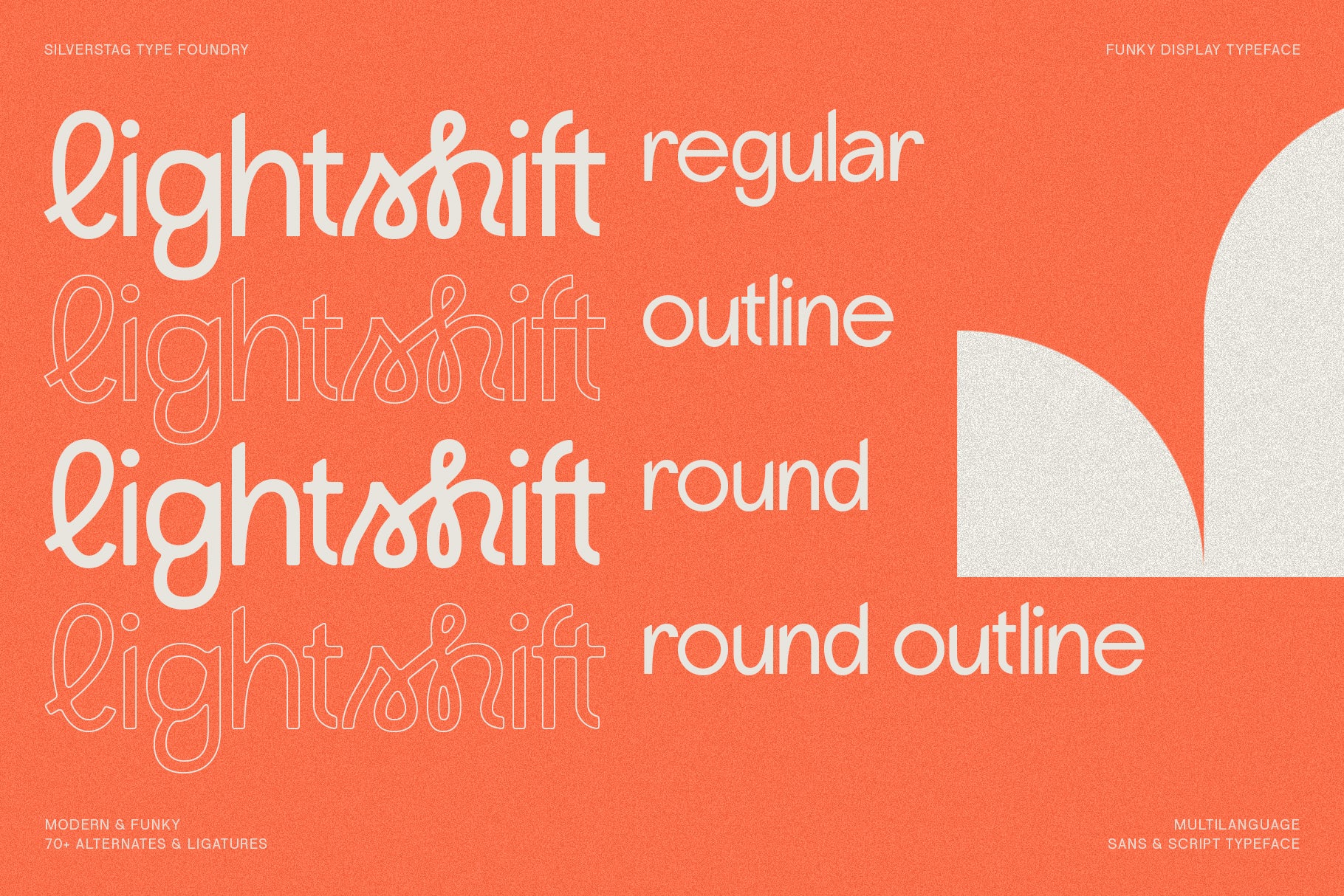 Lightshift – A Funky Display Typeface with 4 Styles & 70+ Ligatures