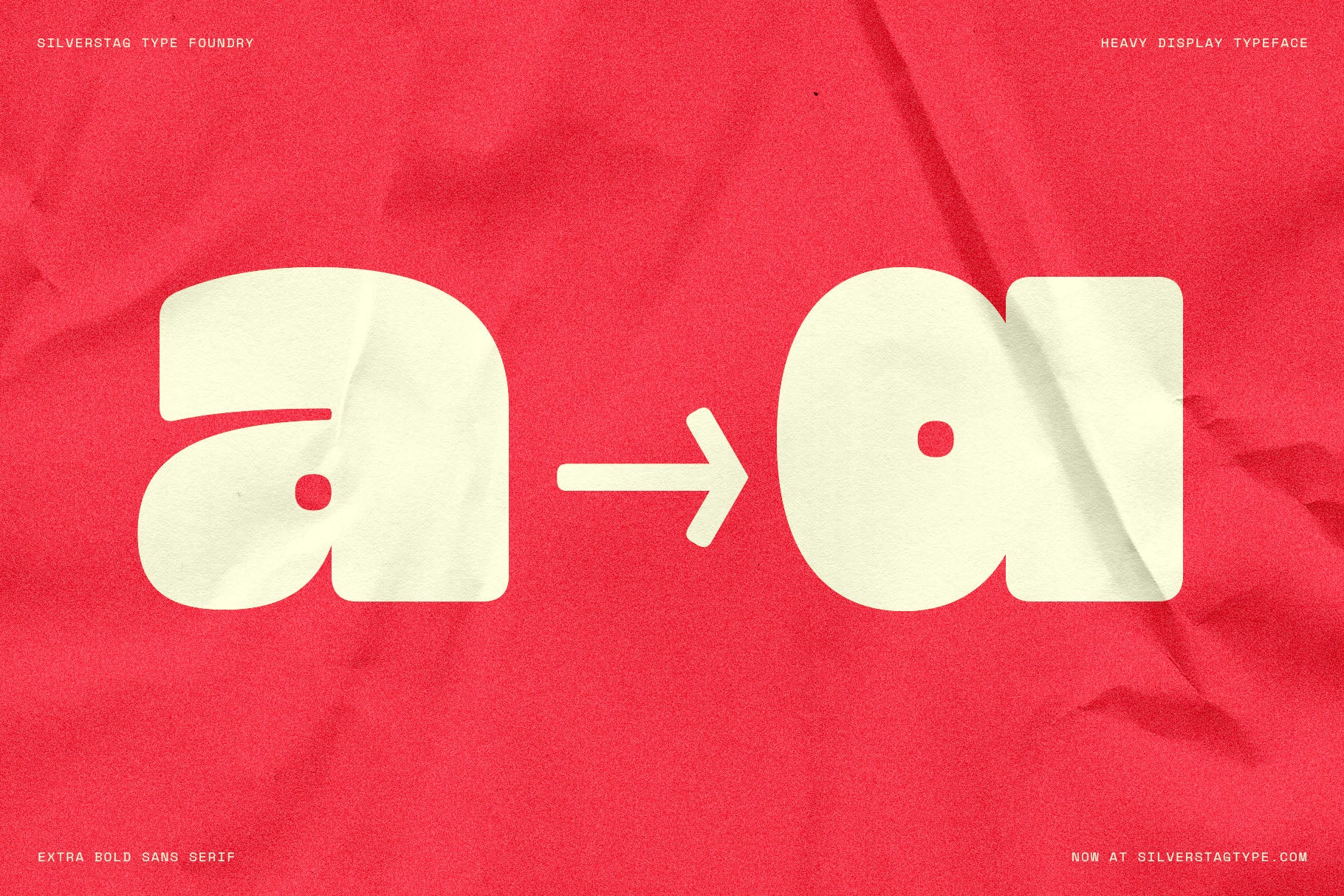 SLTF Curo heavy display sans serif - lowercase a alternate comparison on red