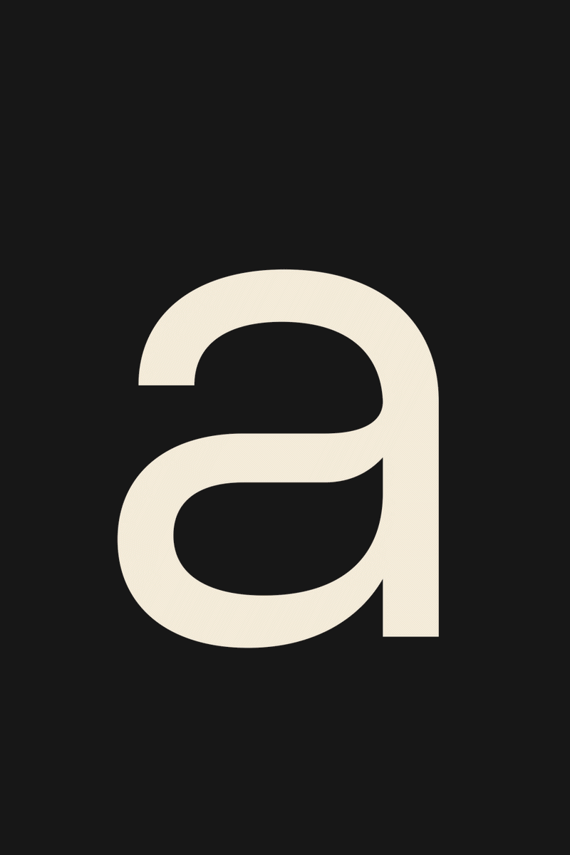 SLTF Dessign Maison hybrid serif display - animated roman lowercase a glyph on black