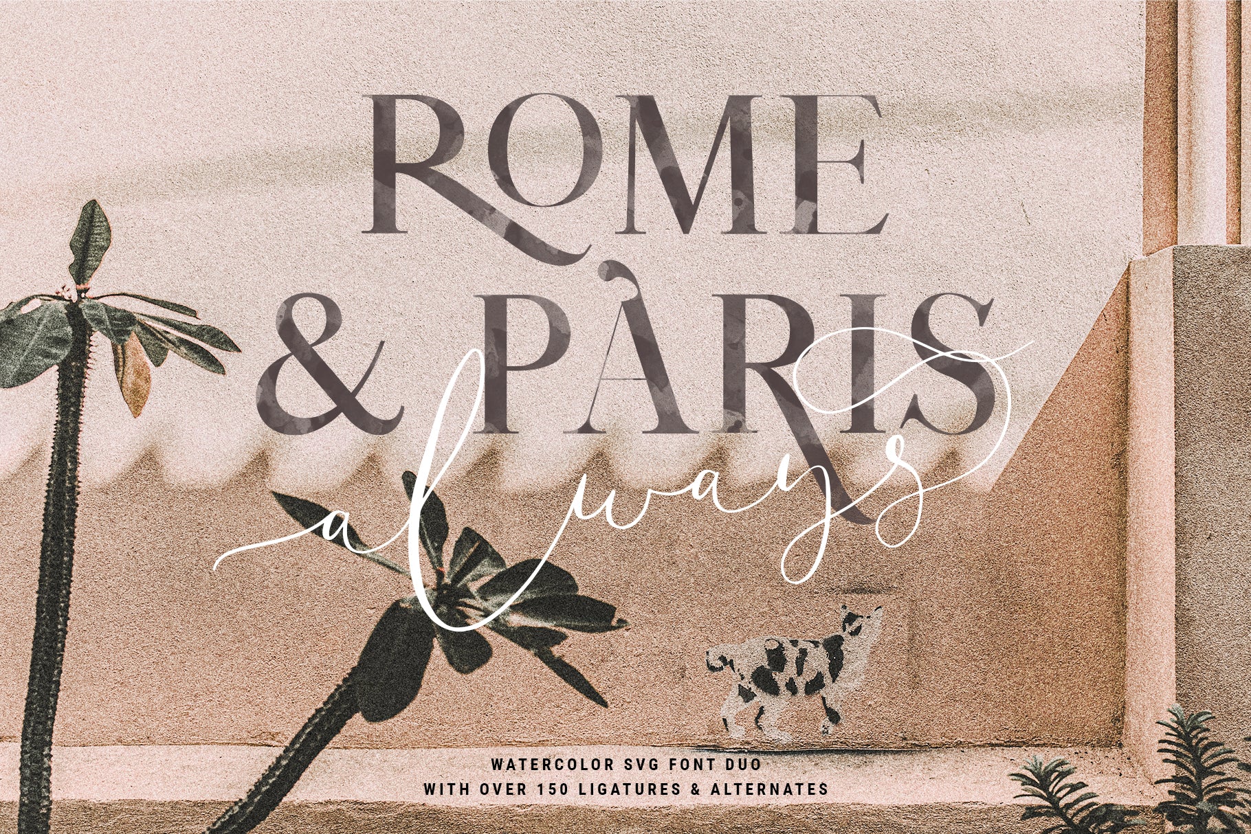 Coral Lovers SVG Watercolor Font Duo