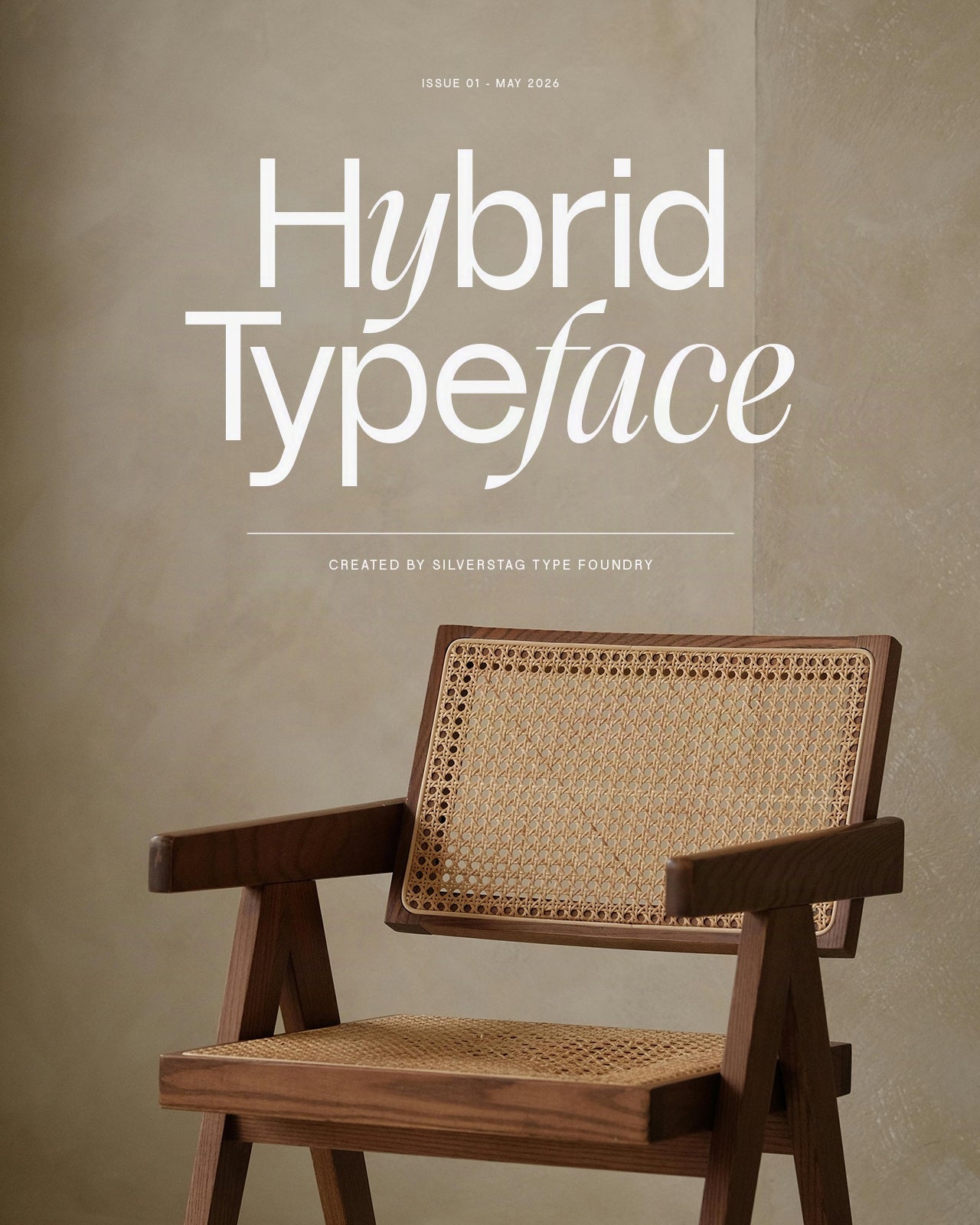 SLTF Dessign Maison hybrid serif display - Hybrid Typeface vertical image with a cane chair