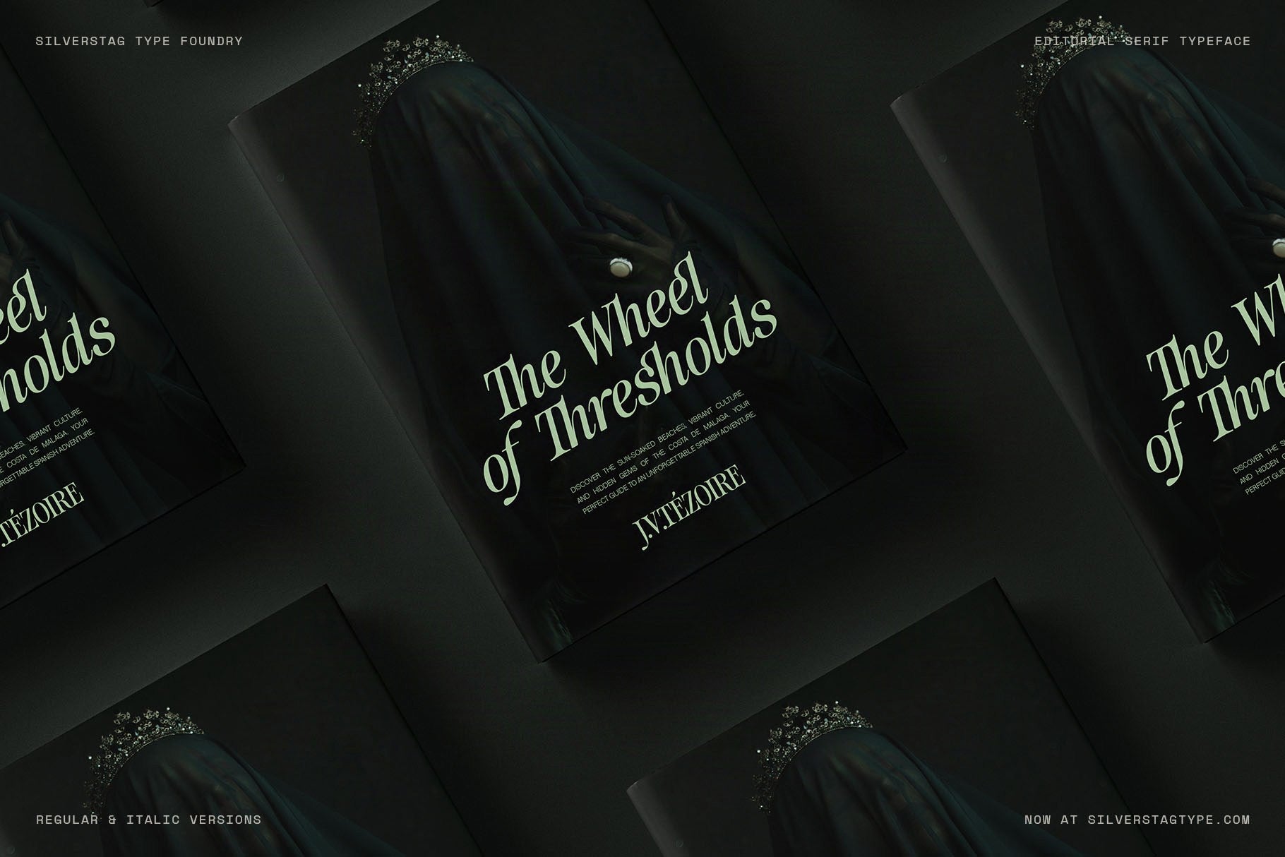 The Wheel of Thresholds travel feature in pale SLTF The Brachen serif on dark draped fabric with Costa de Malaga body copy